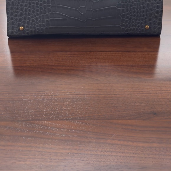 Tory Burch Gray Quilted Tote Bag with Gold Accents - Picture 3 of 7